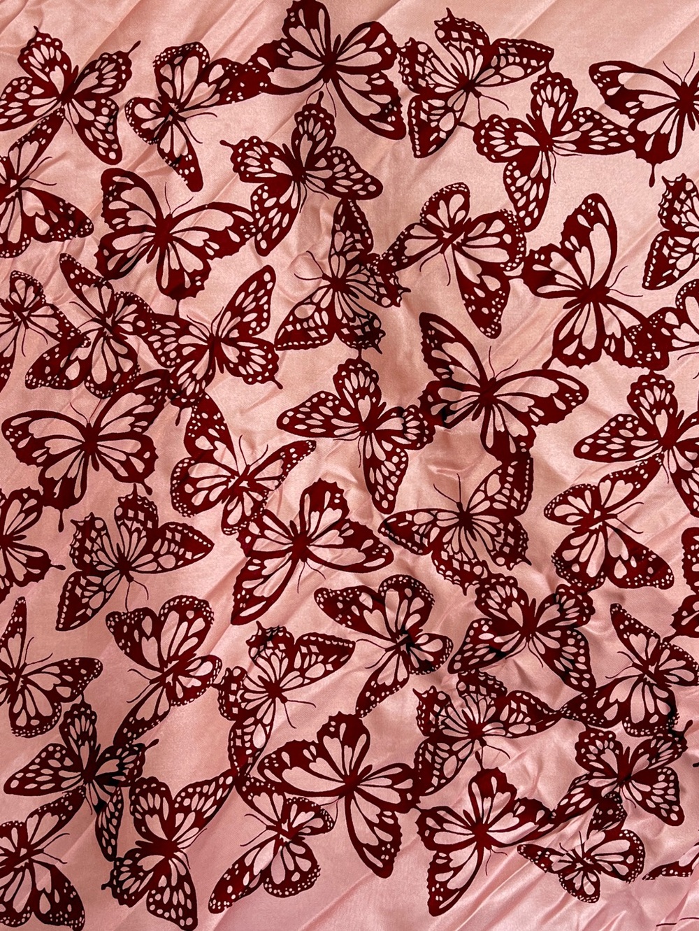 Kate Spade Butterfly 100% SILK square scarf pink burgundy NWT